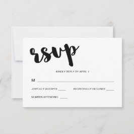 Tarjeta De Confirmación De Asistencia Boda de tipografía caprichosa en blanco y negro
