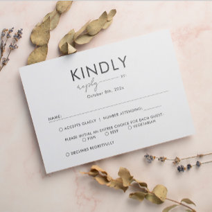 Tarjeta De Confirmación De Asistencia Boda de tipografía de escritura Minimalista simple