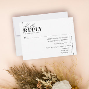 Tarjeta De Confirmación De Asistencia Boda de tipografía Minimalista moderna Comida blan
