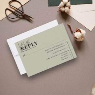 Tarjeta De Confirmación De Asistencia Boda de tipografía Minimalista moderna Comida verd