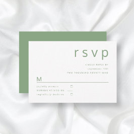 Tarjeta De Confirmación De Asistencia Boda de tipografía minimalista simple verde salvia