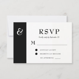 Tarjeta De Confirmación De Asistencia Boda de tipografía moderna en blanco y negro