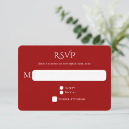 Tarjeta De Confirmación De Asistencia Boda de tipografía roja curvada