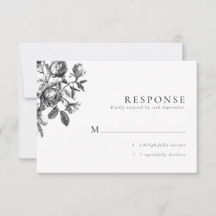 Tarjeta De Confirmación De Asistencia Boda de toile floral blanco y negro