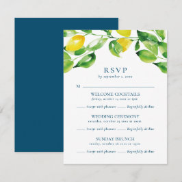 Tarjeta De Confirmación De Asistencia Boda de varios eventos con limones de verano y fol