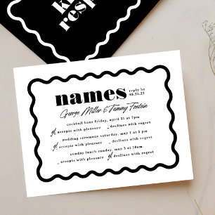 Tarjeta De Confirmación De Asistencia Boda de varios eventos con marco ondulado moderno