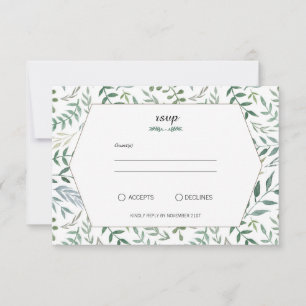 Tarjeta De Confirmación De Asistencia Boda de vegetación de color acuático