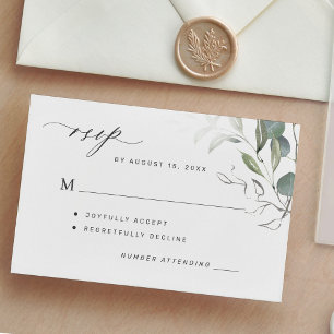 Tarjeta De Confirmación De Asistencia Boda de vegetación de hojas verdes simples