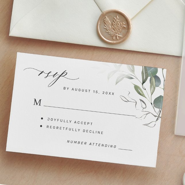 Tarjeta De Confirmación De Asistencia Boda de vegetación de hojas verdes simples (Subido por el creador)