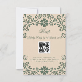 Tarjeta De Confirmación De Asistencia Boda de vegetación verde y beige