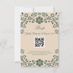 Tarjeta De Confirmación De Asistencia Boda de vegetación verde y beige