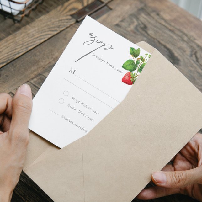 Tarjeta De Confirmación De Asistencia Boda de verano de fresas y peonías (Subido por el creador)