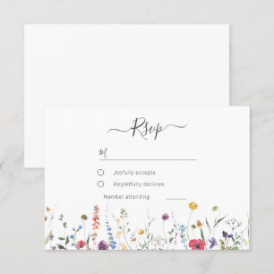 Tarjeta De Confirmación De Asistencia Boda de verano de la primavera de las flores silve