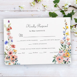 Tarjeta De Confirmación De Asistencia Boda de verano de la primavera de las flores silve