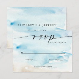 Tarjeta De Confirmación De Asistencia Boda de verano de playa de mar con acuarela