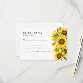 Tarjeta De Confirmación De Asistencia Boda de verano elegante con girasoles