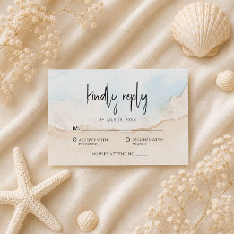 Tarjeta De Confirmación De Asistencia Boda de verano en la playa con acuarela