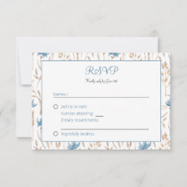 Tarjeta De Confirmación De Asistencia Boda de verano Flores salvajes azules guirnaldas d