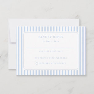 Tarjeta De Confirmación De Asistencia Boda de verano minimalista con rayas azules y blan