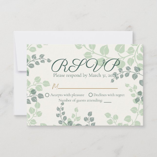 Tarjeta De Confirmación De Asistencia Boda de verde (Anverso)