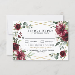 Tarjeta De Confirmación De Asistencia Boda de Verdor de Oro de la Elección de Comida de