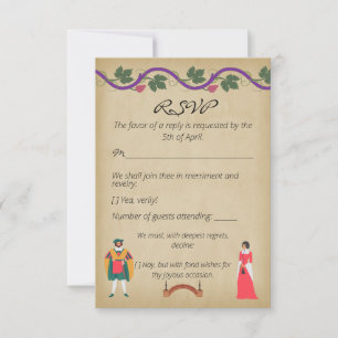 Tarjeta De Confirmación De Asistencia Boda de Vid Medieval Falsa Pergamino