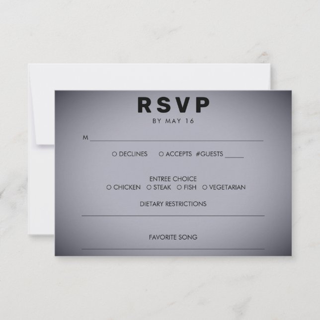 Tarjeta De Confirmación De Asistencia Boda de Vignette Gris Oscuro (Anverso)