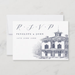 Tarjeta De Confirmación De Asistencia Boda de Villa Ilustracion italiano con guión clási
