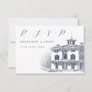 Tarjeta De Confirmación De Asistencia Boda de Villa Ilustracion italiano con guión clási