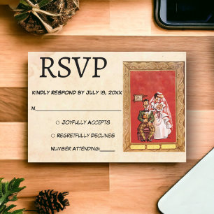 Tarjeta De Confirmación De Asistencia Boda de Vintage Retro Romantic Bride Groom de los 