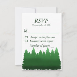 Tarjeta De Confirmación De Asistencia Boda de Watercolor Woodland Pines