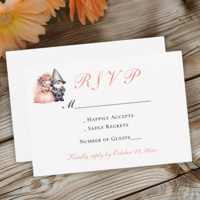 Tarjeta De Confirmación De Asistencia Boda de Whimsical Gnome Naranja Woodland (Subido por el creador)