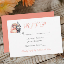 Tarjeta De Confirmación De Asistencia Boda de Whimsical Gnome Naranja Woodland