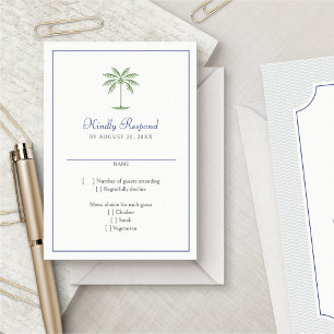 Tarjeta De Confirmación De Asistencia Boda del árbol de palmas tropical