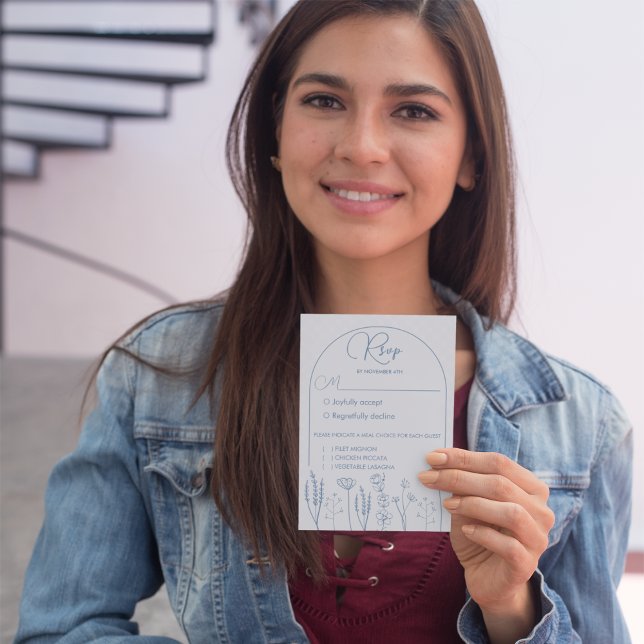 Tarjeta De Confirmación De Asistencia Boda del Arco Bohemio Azul Dusty (Subido por el creador)