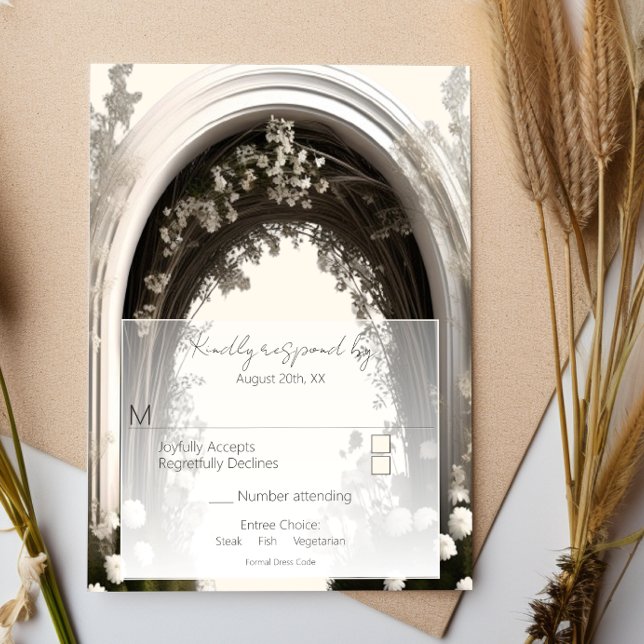 Tarjeta De Confirmación De Asistencia Boda del Arco Botánico Romántico Boho (Romantic Boho Botanical Arch Wedding RSVP)