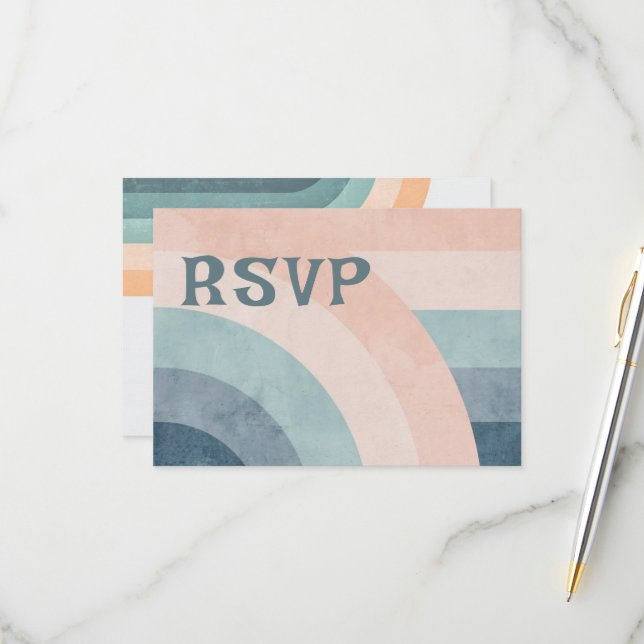 Tarjeta De Confirmación De Asistencia boda del arcoiris de los años 70 (Anverso/Reverso In Situ)