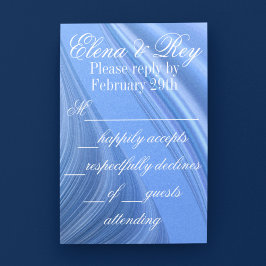 Tarjeta De Confirmación De Asistencia Boda del Boda Swirling Blue Satin
