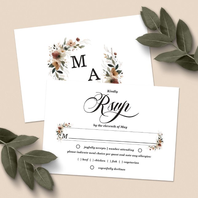 Tarjeta De Confirmación De Asistencia Boda del Boho Blanco Eéreo Elegance (Ethereal Elegance Meal Choice RSVP available in 6 colorways to Mix & Match.)