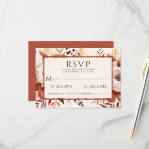 Tarjeta De Confirmación De Asistencia Boda del Boho floral de Terracotta Fall Modern Fal