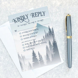 Tarjeta De Confirmación De Asistencia Boda del Bosque de las Montañas Gris