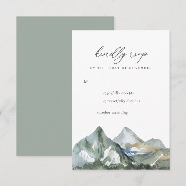 Tarjeta De Confirmación De Asistencia Boda del Bosque de Montaña Rusa (Anverso / Reverso)