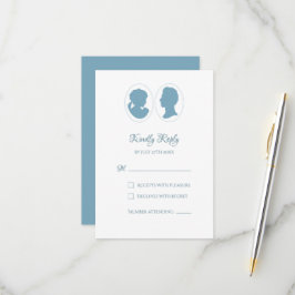 Tarjeta De Confirmación De Asistencia Boda del Cameo Azul de Regencia Clásica