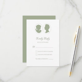 Tarjeta De Confirmación De Asistencia Boda del Cameo Verde de Regencia Clásica