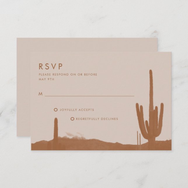 Tarjeta De Confirmación De Asistencia Boda del Desierto de Boho Terracotta Cactus (Anverso / Reverso)