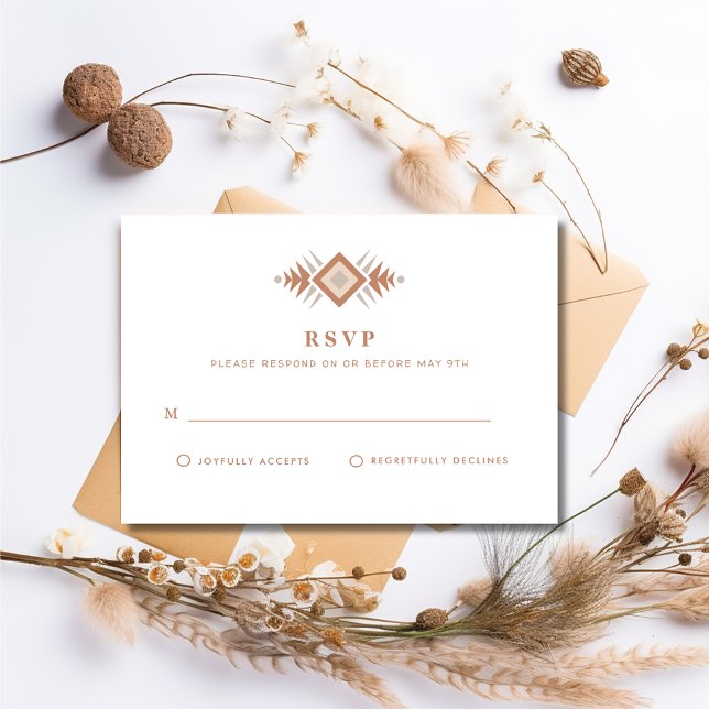 Tarjeta De Confirmación De Asistencia Boda del desierto del suroeste de verano (Southwestern Summer Desert Wedding RSVP Card)