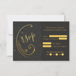 Tarjeta De Confirmación De Asistencia Boda del Especkle de Oro