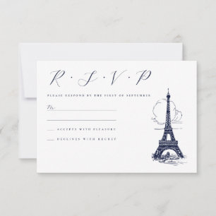 Tarjeta De Confirmación De Asistencia Boda del Ilustracion de la Torre Eiffel Francia