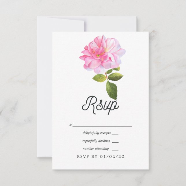 Tarjeta De Confirmación De Asistencia Boda del jardín rosa (Anverso)