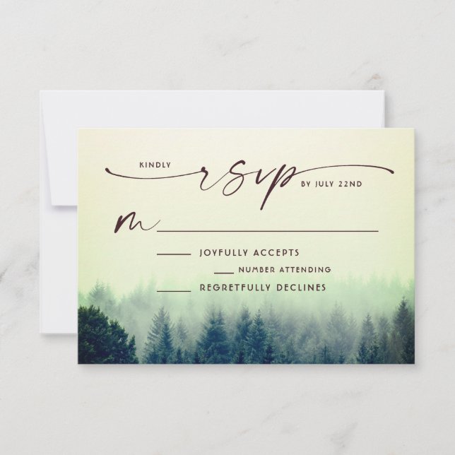 Tarjeta De Confirmación De Asistencia Boda del lago Woodland (Anverso)